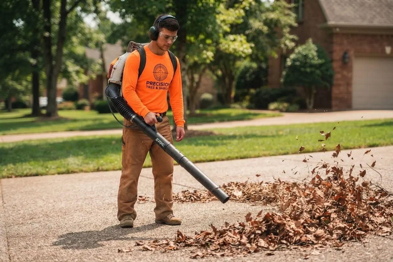 Professional cleanup with blower