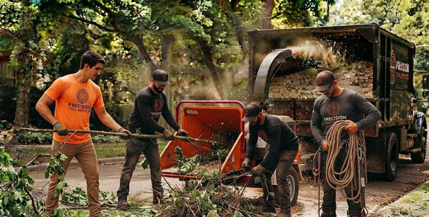 Wood chipper in action